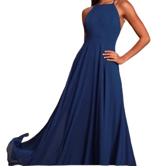 Lulus Dresses & Skirts - Mythical Kind of Love Navy Flowy Blue Maxi Dress Size Small